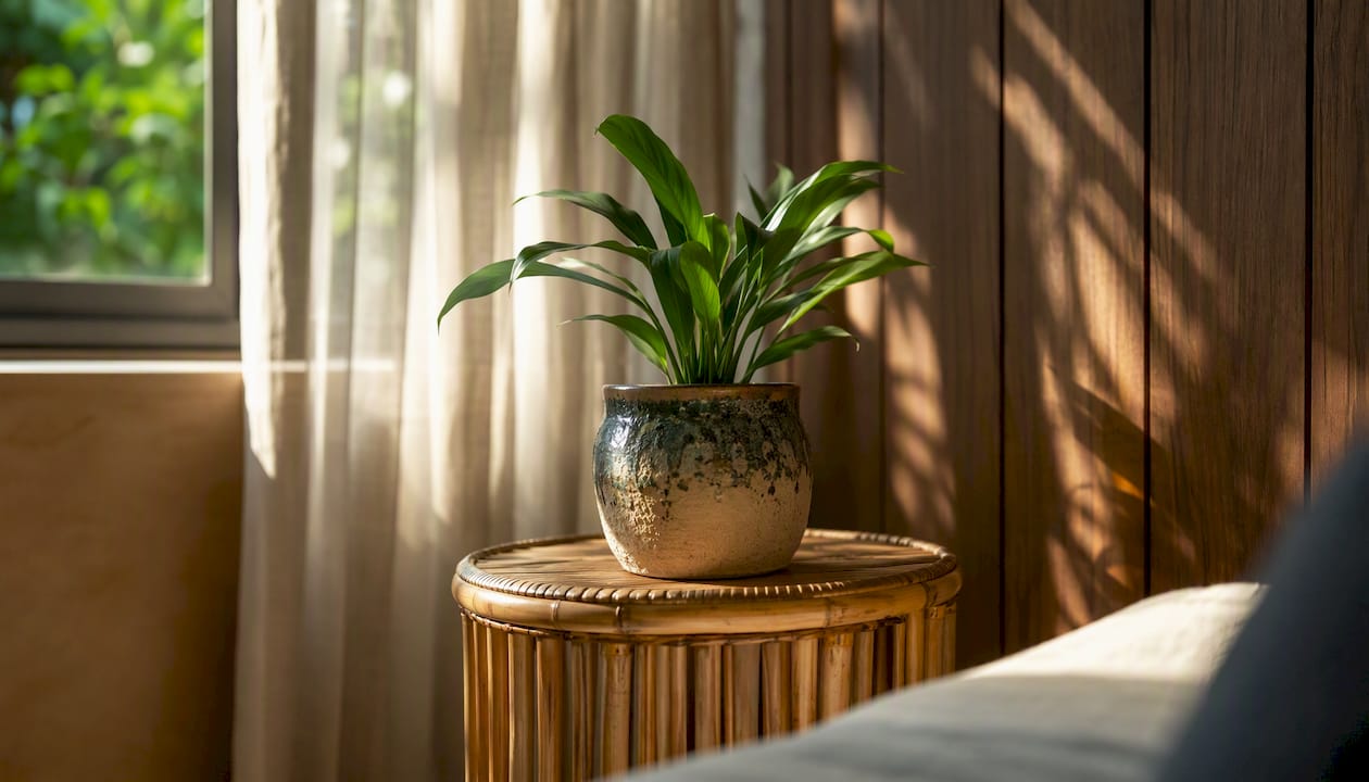 Spa corner with plants and natural light