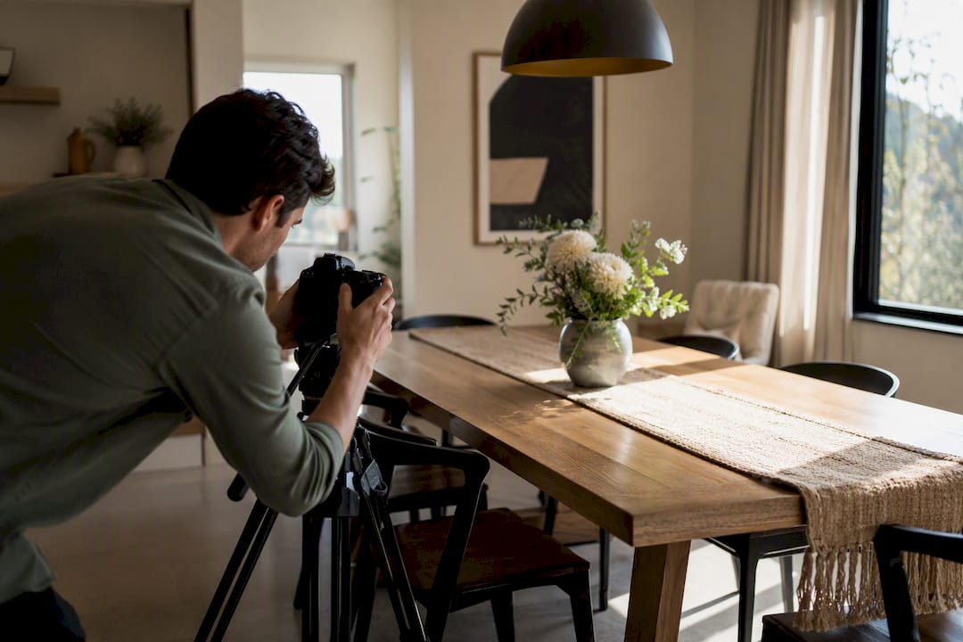 Camera setup shooting rental interior