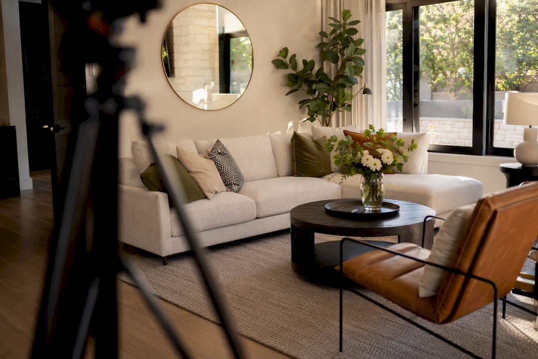 Composed rental bedroom for Airbnb photos