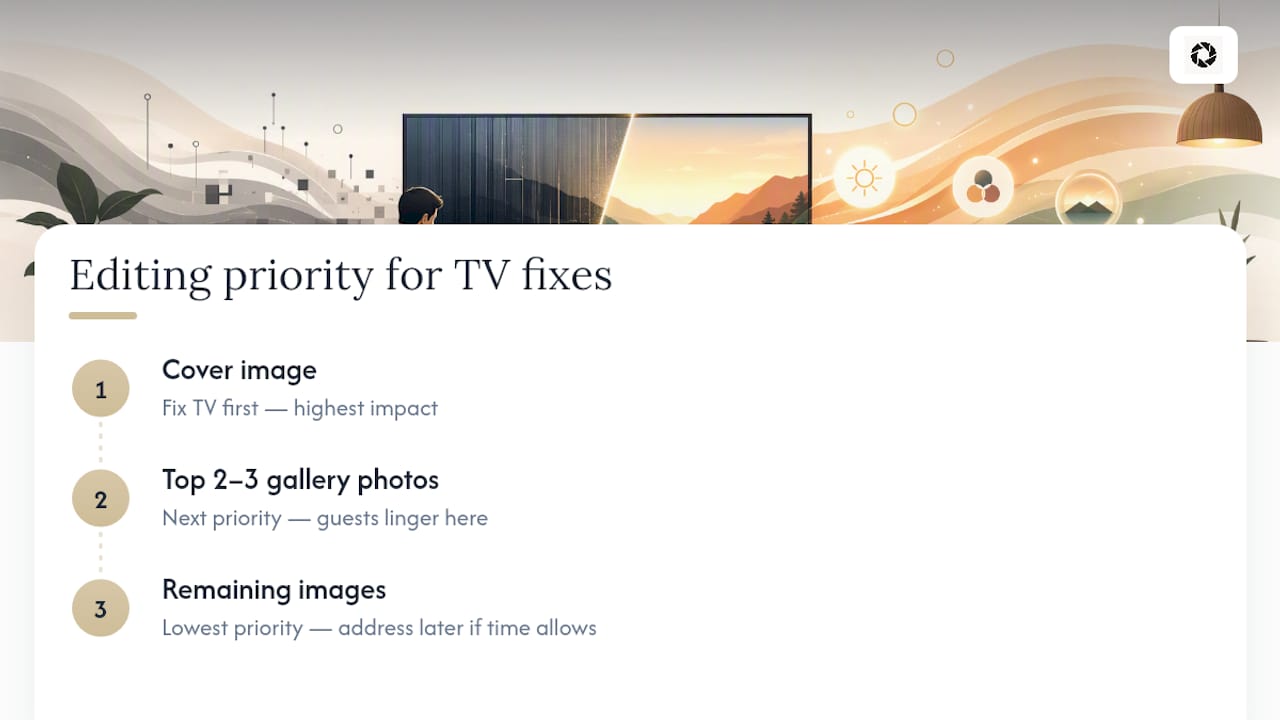 Listing photo editing priority sequence