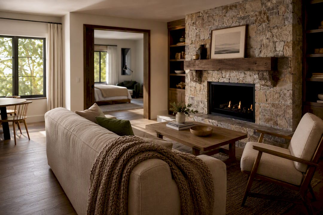 Styled vacation rental living room cover photo