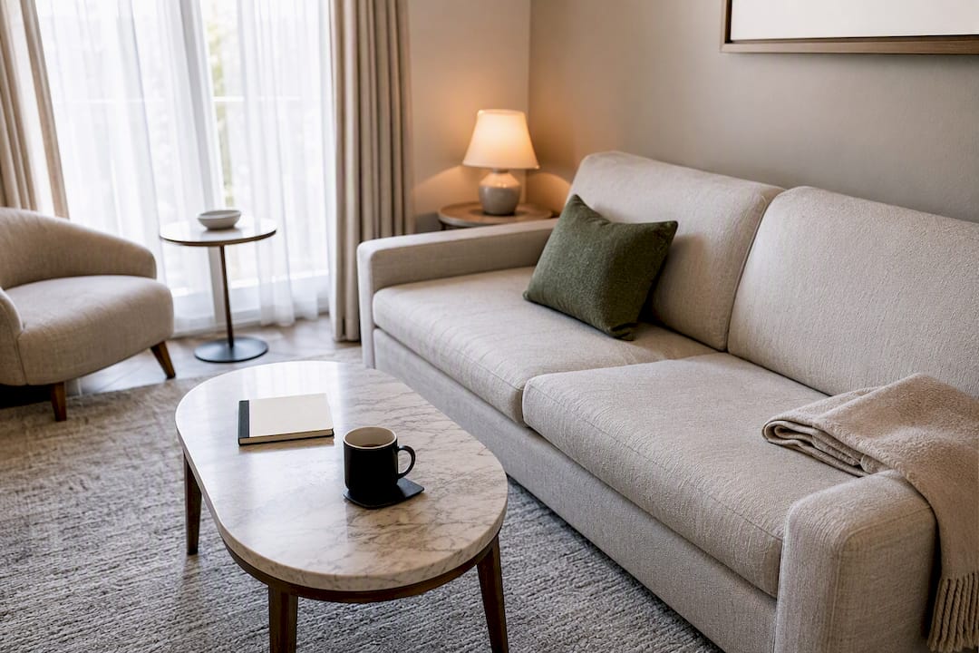 Bright suite styled for property photography