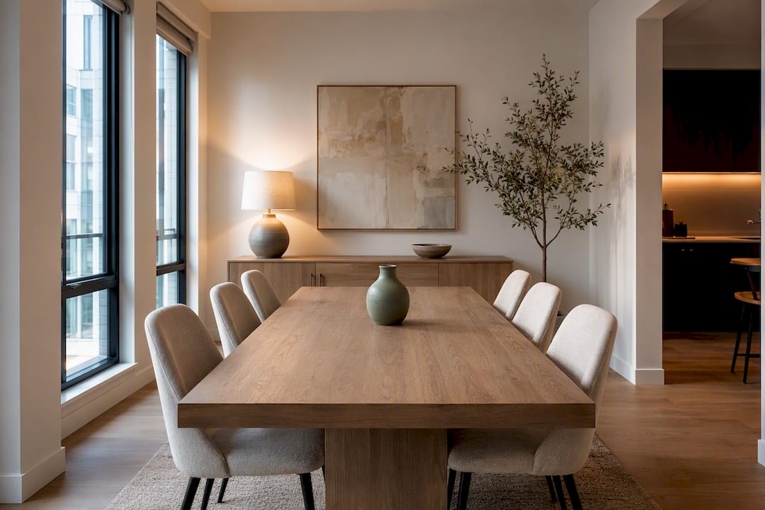 Bright aligned rental dining area