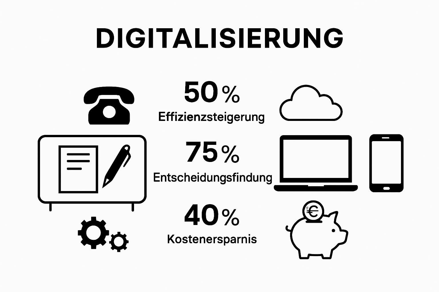 Vergleich analoger und digitaler Arbeitsweise mit Effizienzkennzahlen