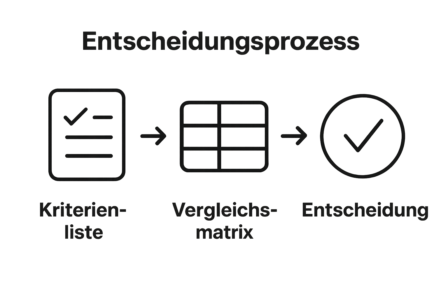 Infografik zeigt einfachen Entscheidungsprozess zur Softwareauswahl