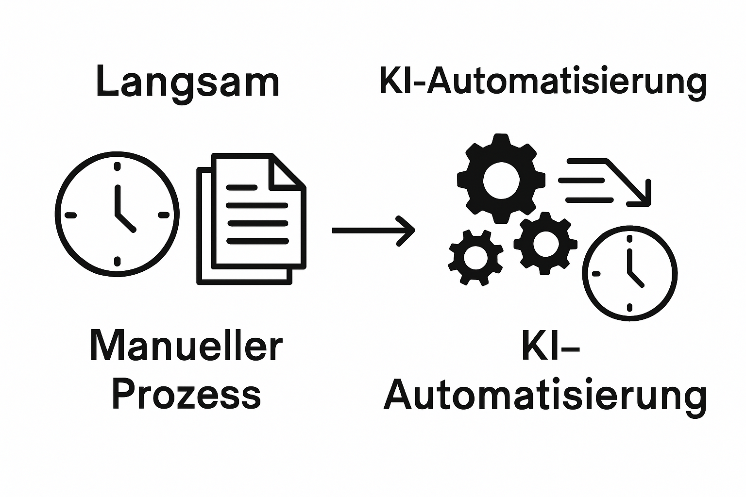 Infographic showing process before and after KI automation