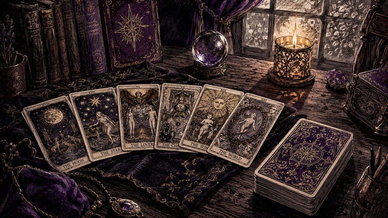Tarot deck separated into Major and Minor Arcana cards