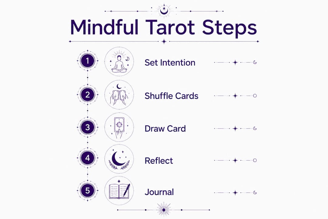 Infographic illustrating mindful tarot practice steps