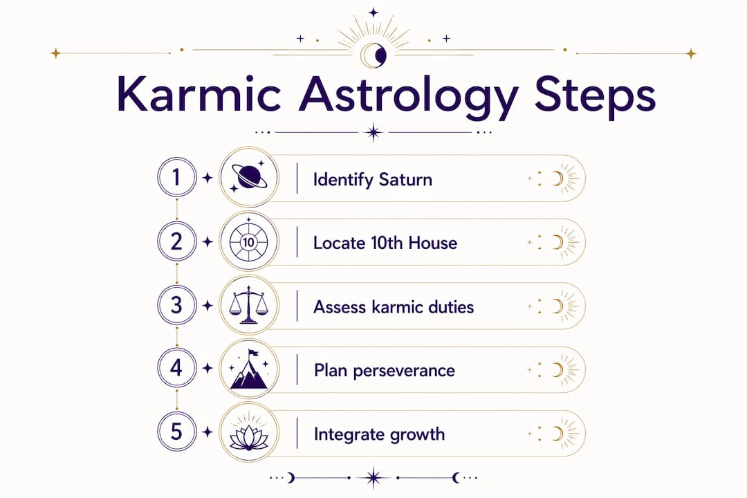 Infographic illustrating karmic astrology process