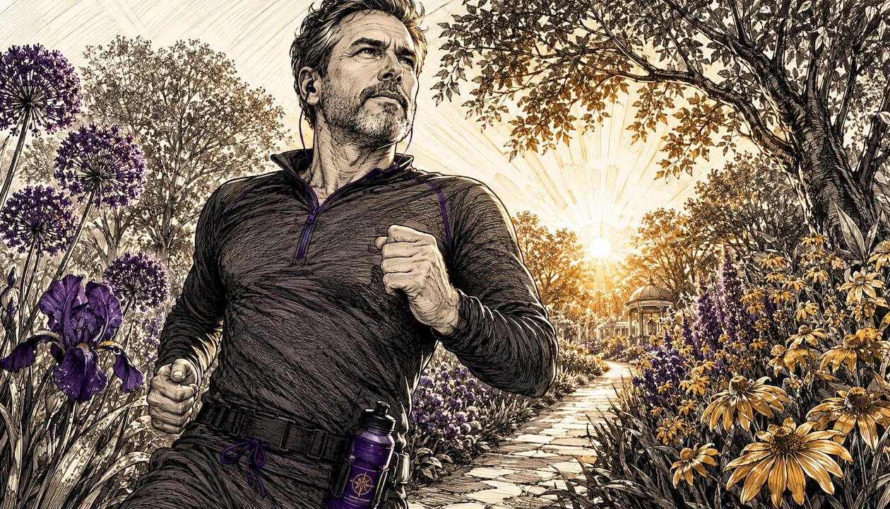 Man jogging in park for energizing exercise