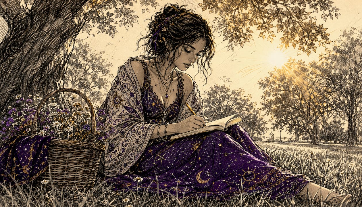 Woman journaling in garden for mental clarity