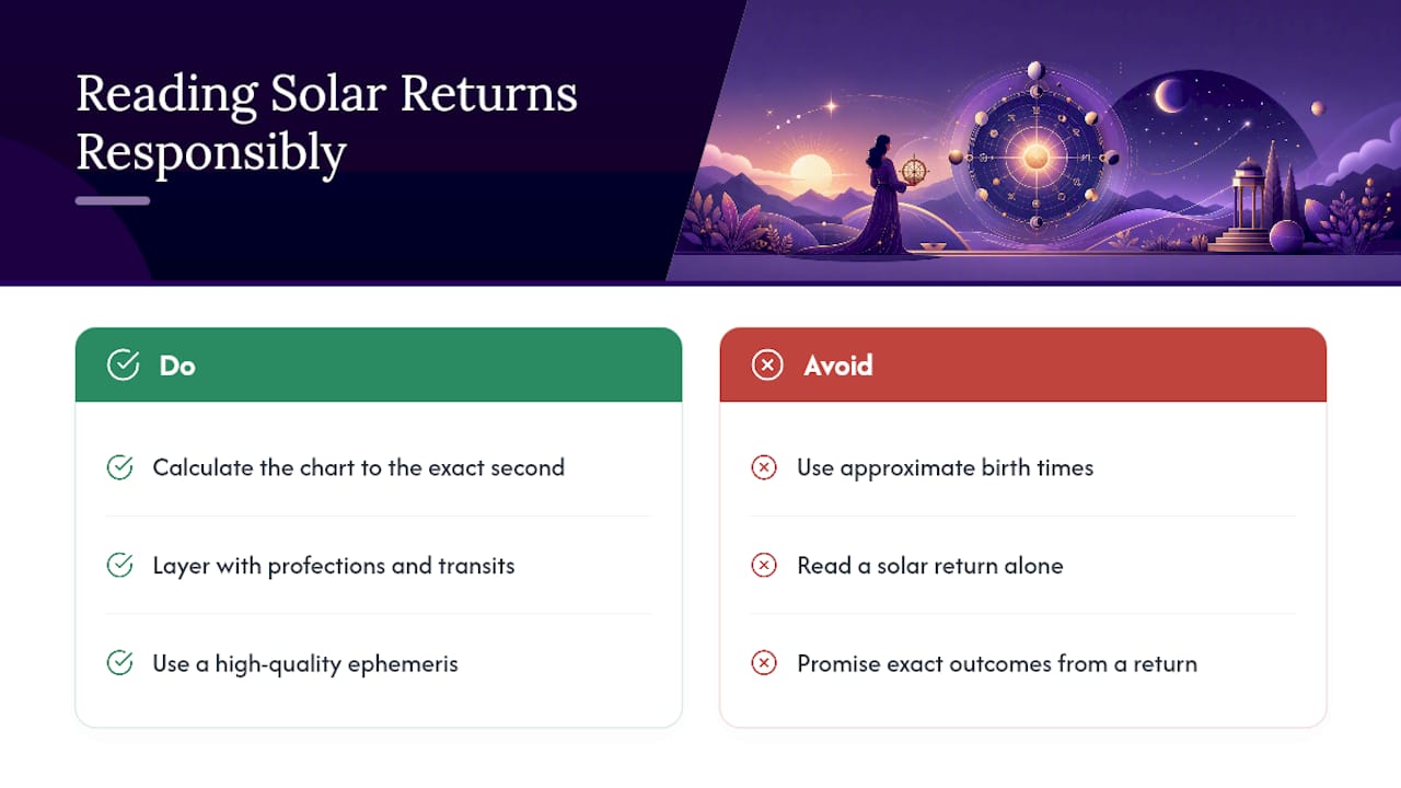 An Astrologer's View on Reading Solar Returns Responsibly — overview diagram