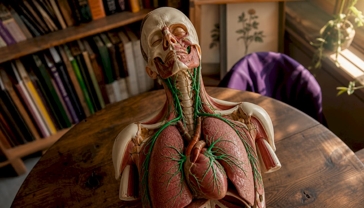 Anatomical view of vagus nerve in neck and chest