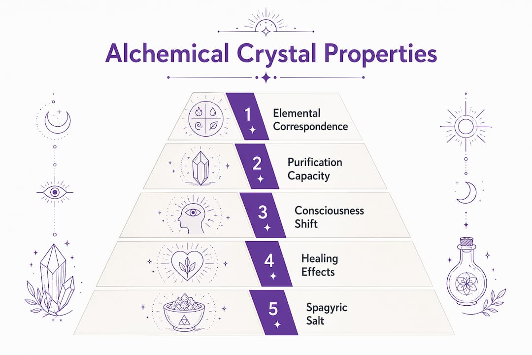 Infographic illustrating hierarchy of crystal properties