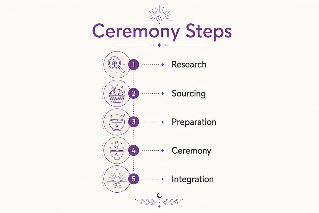 Infographic showing botanical healing ceremony steps
