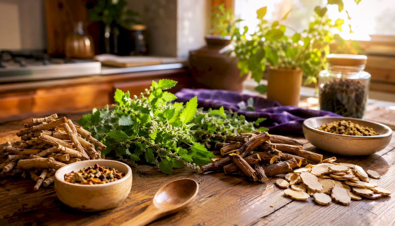 Close-up of energy-supporting medicinal herbs
