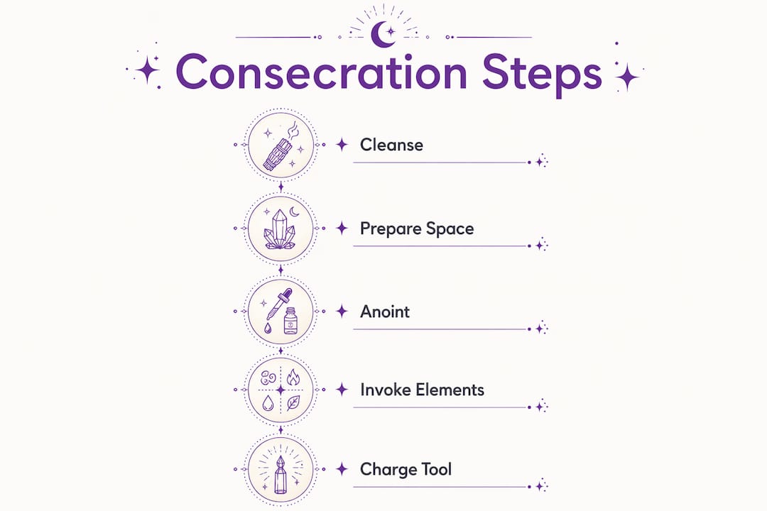Infographic illustrating five-step consecration process