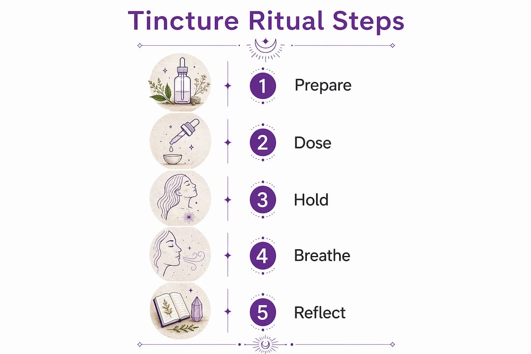 Infographic showing tincture ritual step-by-step process