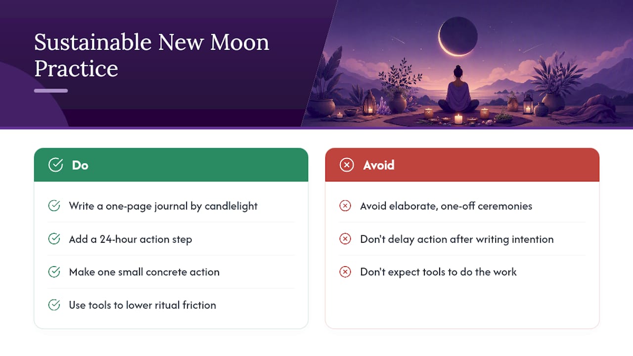 What actually makes a new moon practice sustainable — overview diagram