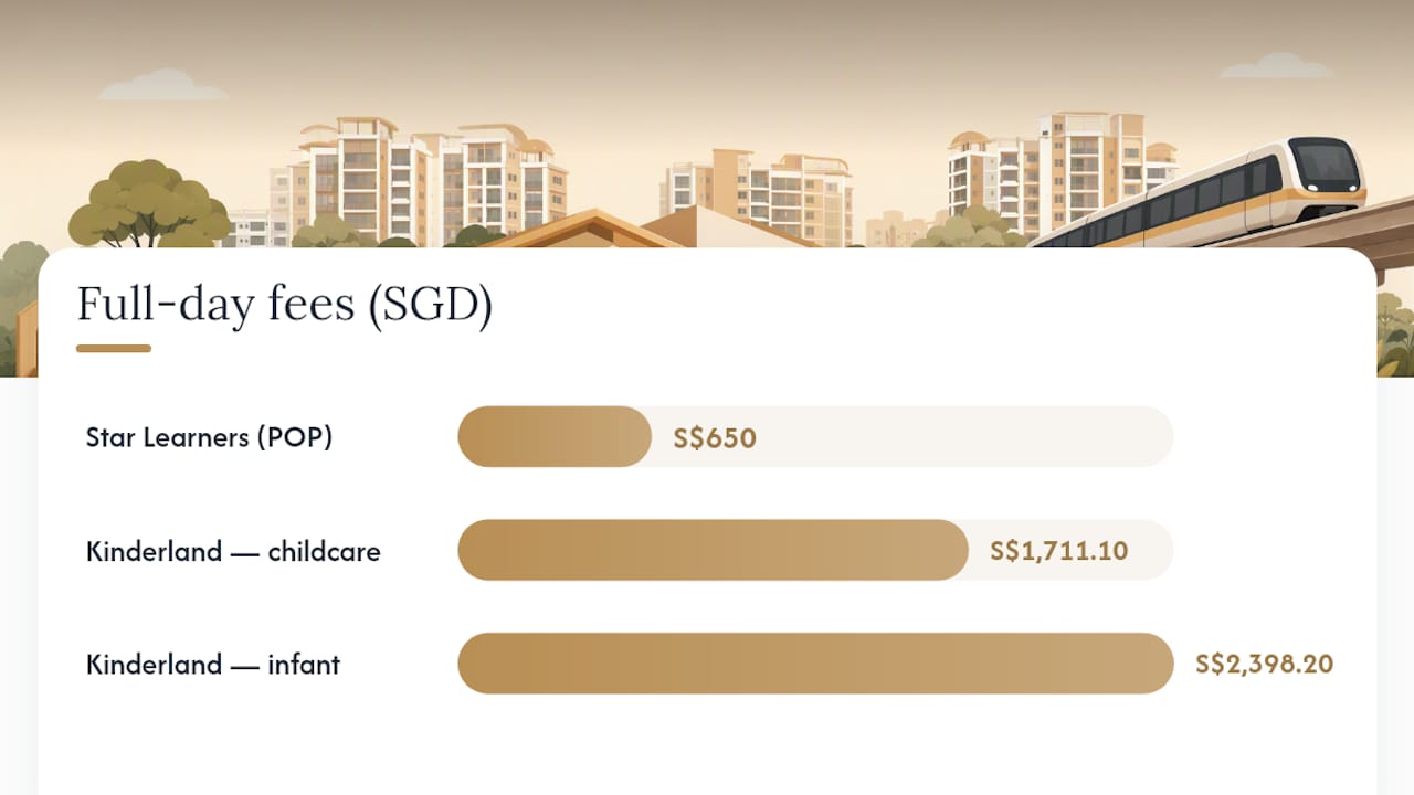 Comparison chart of childcare centre fee structures and operator types