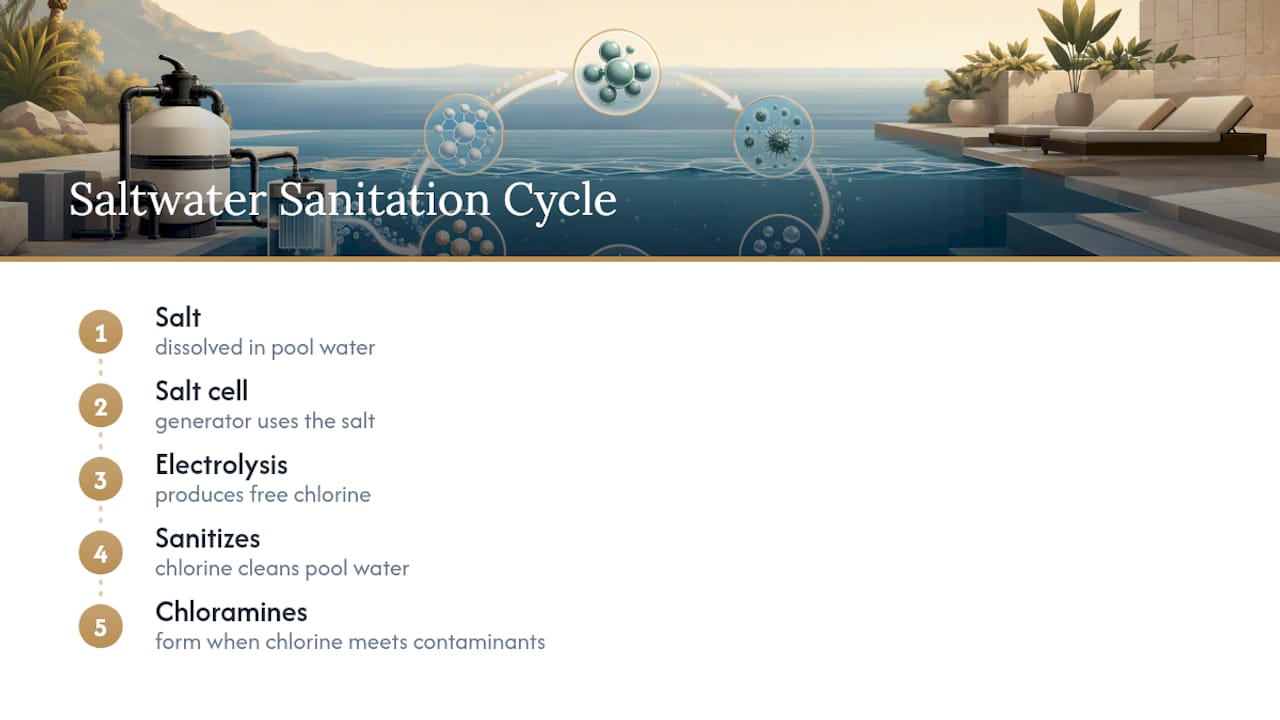 Saltwater chlorine sanitation cycle
