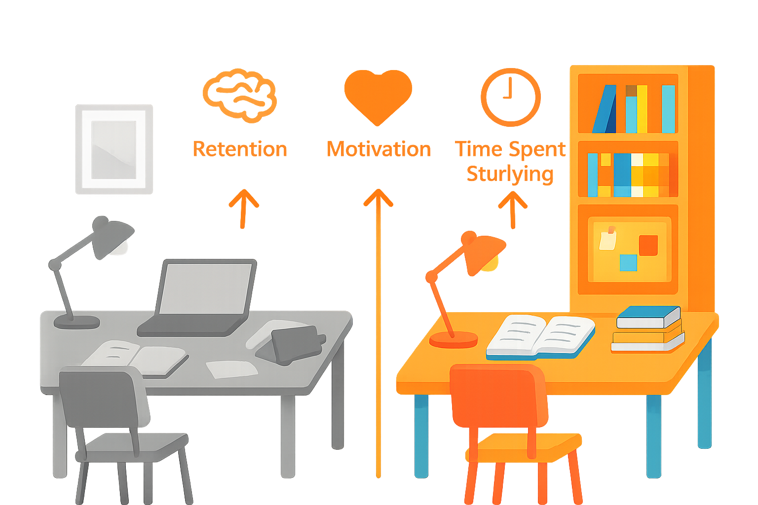 Infographic comparing plain and aesthetic study environments and their key benefits