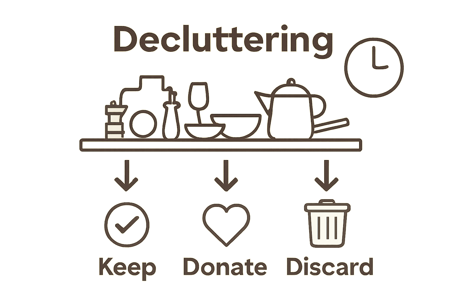 Keep, donate, or discard kitchen declutter infographic
