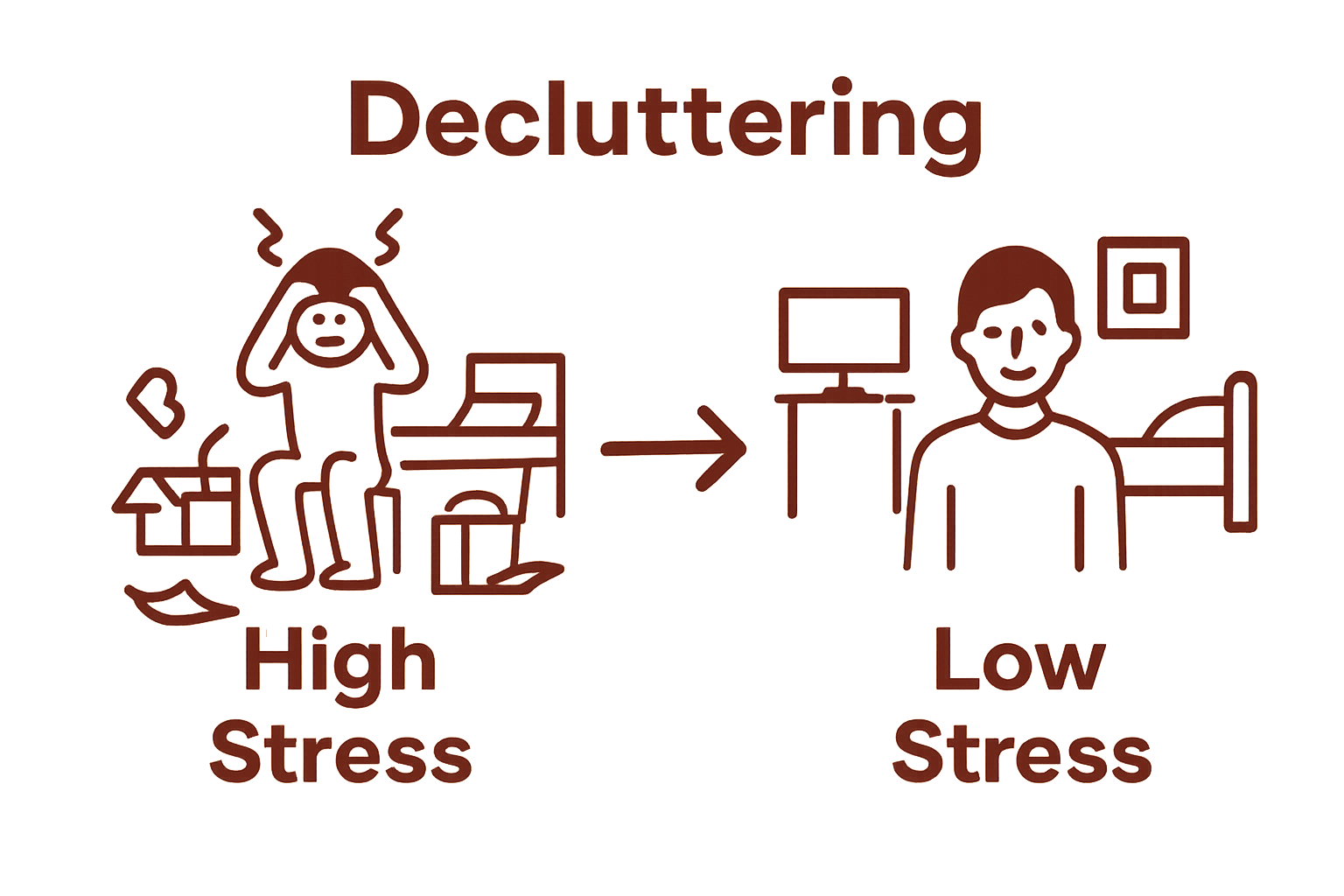 Before and after clutter stress comparison infographic