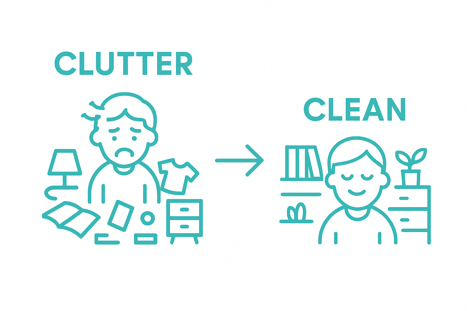 Cluttered versus organized space with emotional change