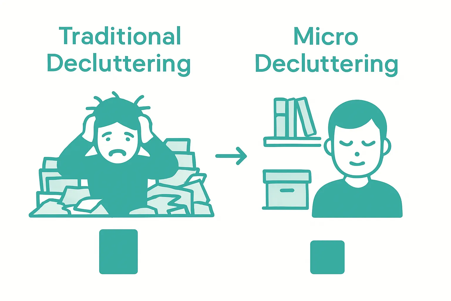 Infographic comparing micro decluttering and traditional decluttering