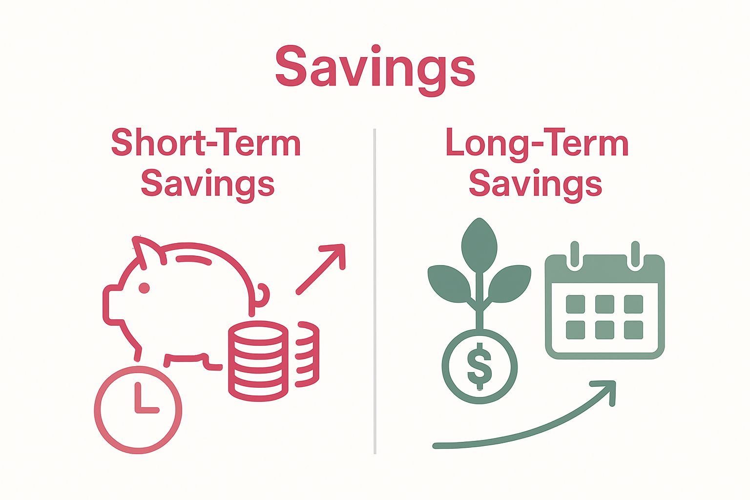 Infographic comparing short-term and long-term savings visually.