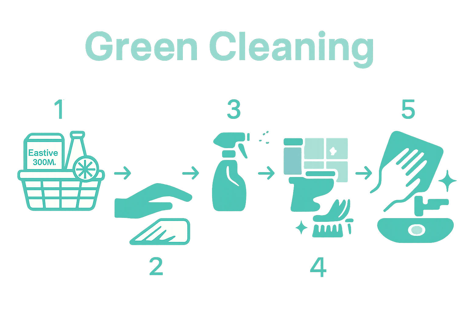 Infographic showing 5 steps for natural bathroom cleaning process
