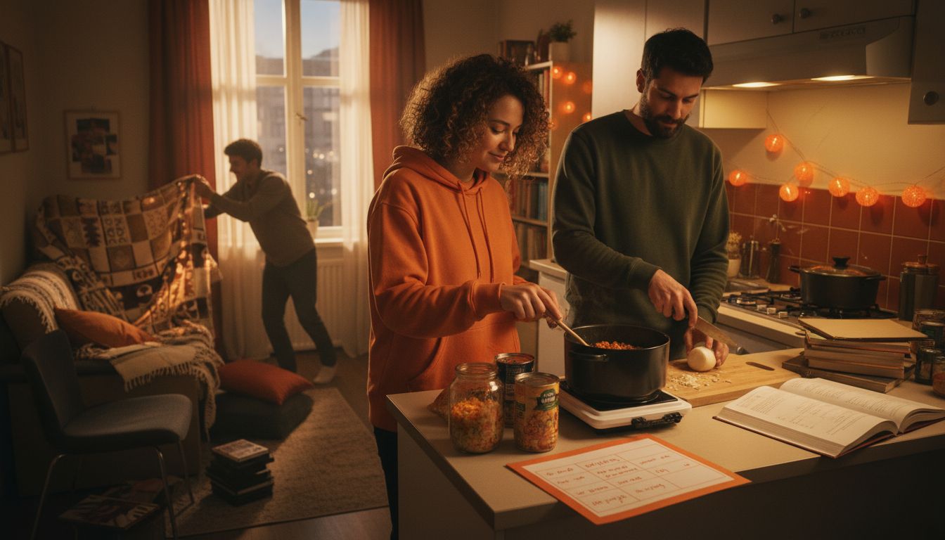 students cooking budget meal