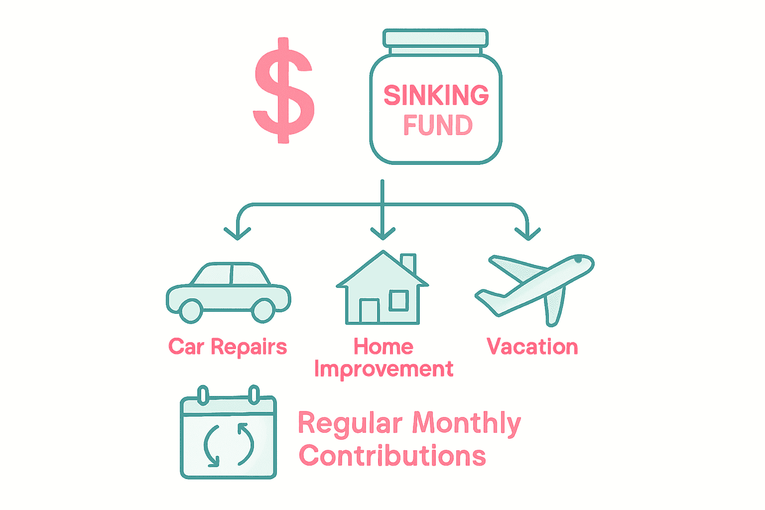 Infographic showing how sinking funds work.