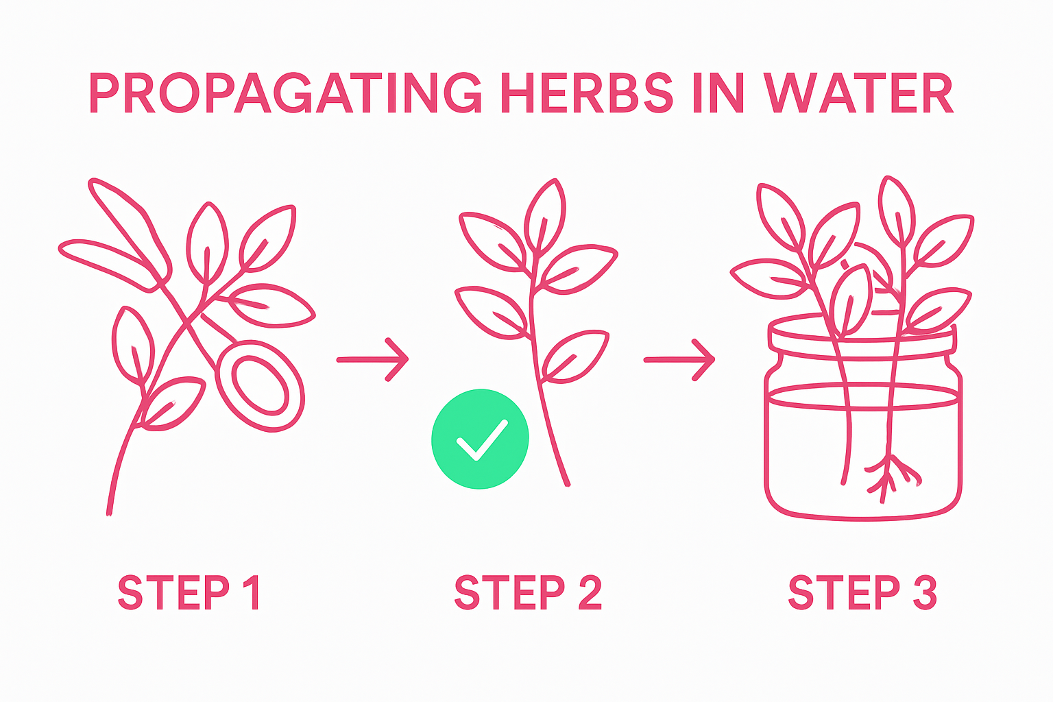 Infographic showing herbs propagated in water
