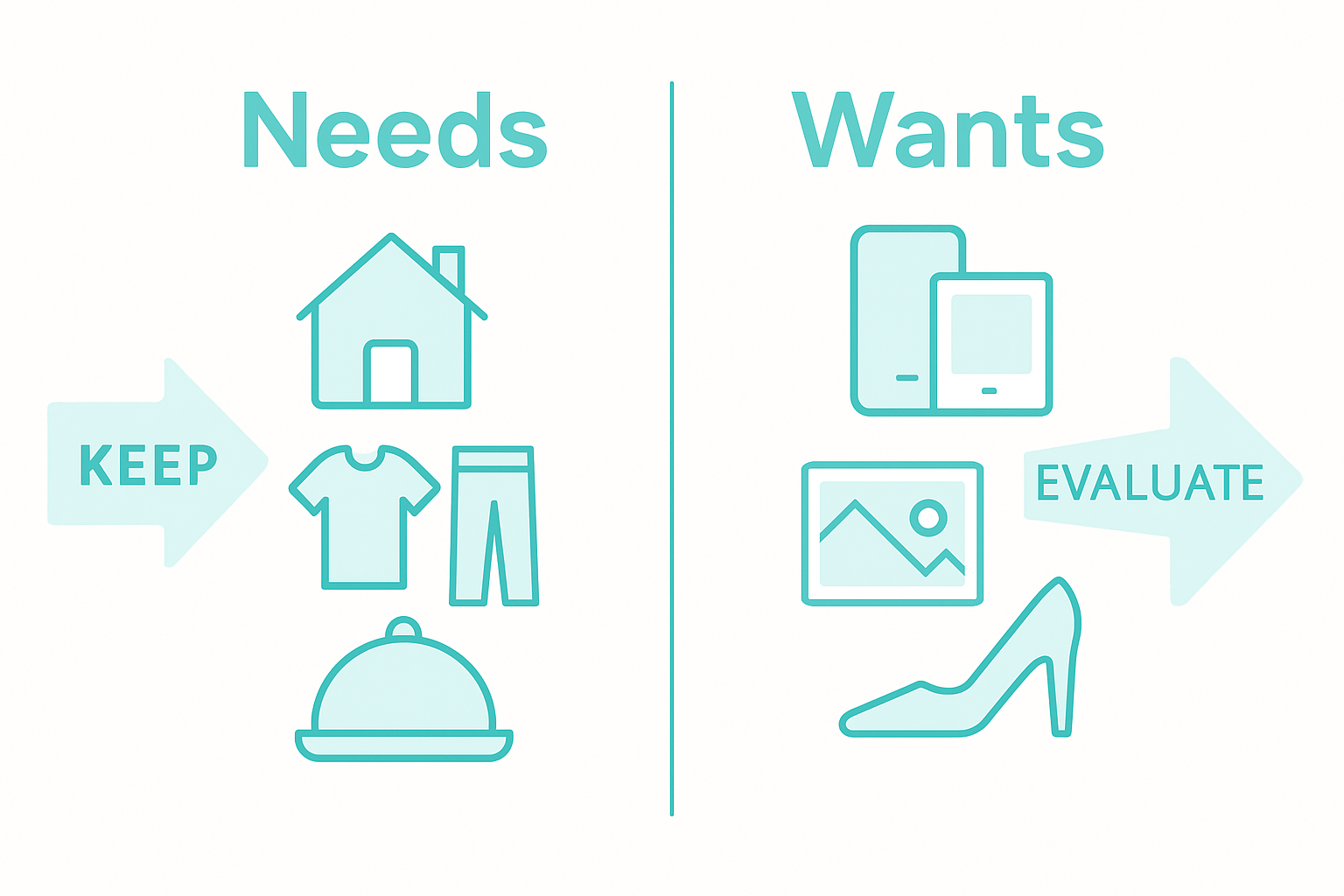 Infographic comparing needs versus wants at home