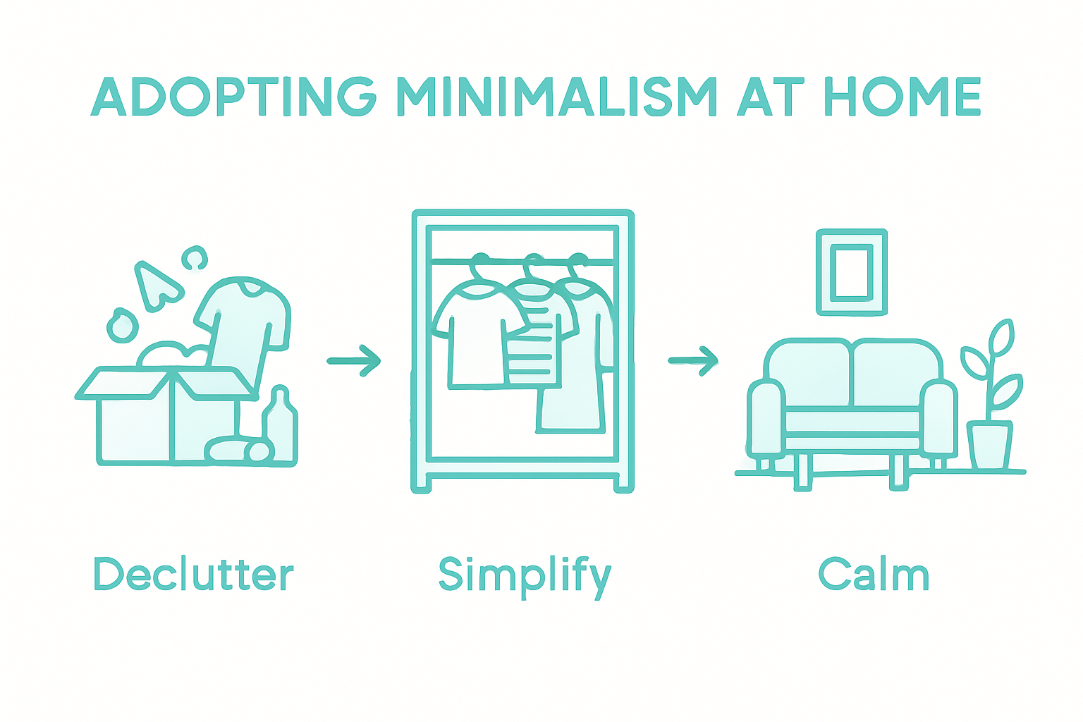 Process infographic for home minimalism adoption