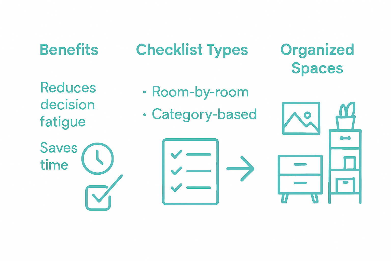 Infographic showing checklist benefits and types