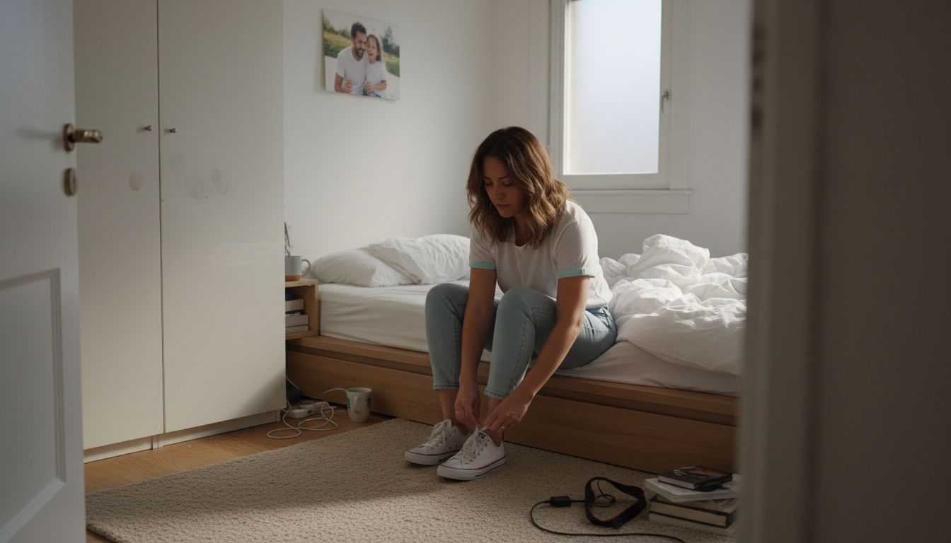 Minimalist bedroom woman daily routine