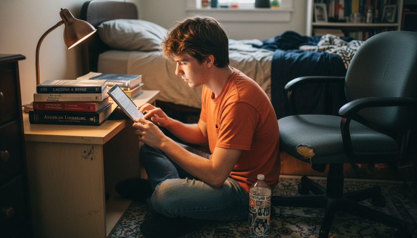 Cozy student study nook in bedroom