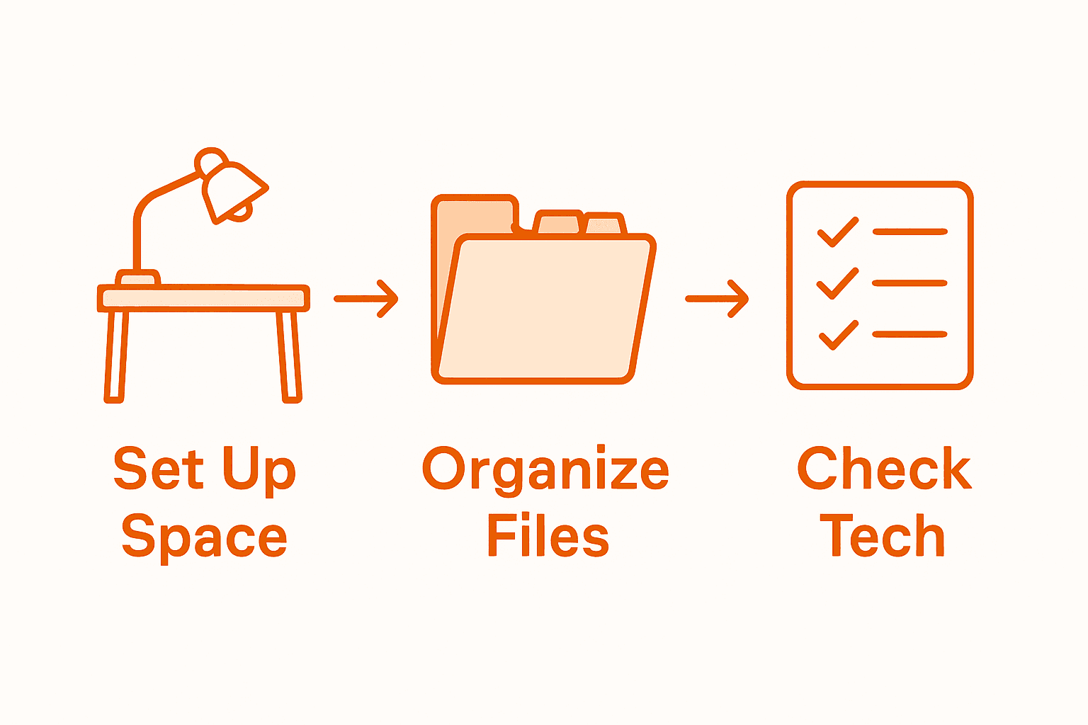 Infographic showing online learning setup steps