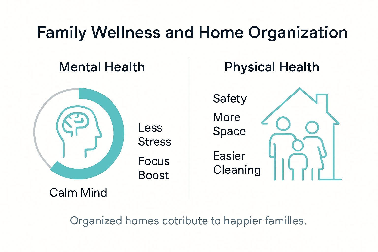 Infographic showing family wellness benefits of home organization
