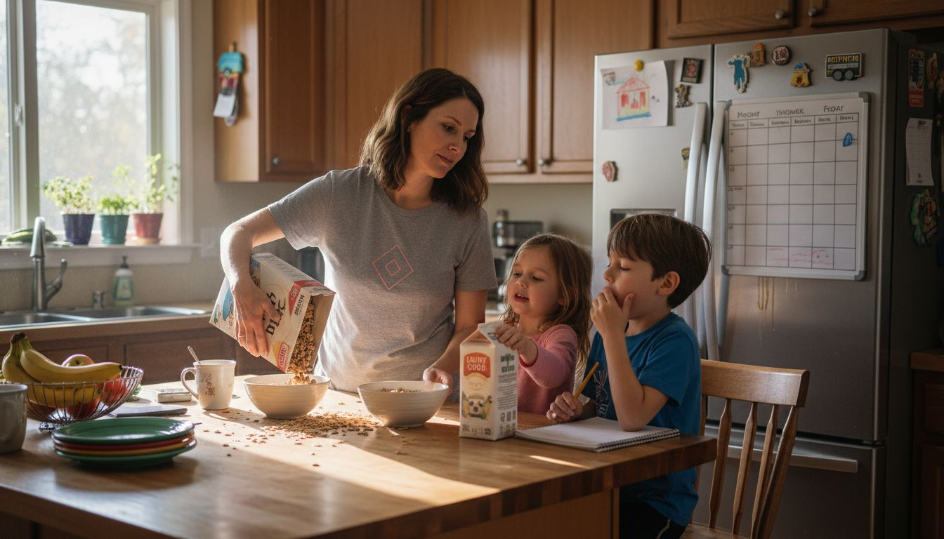 Family following block schedule during kitchen morning