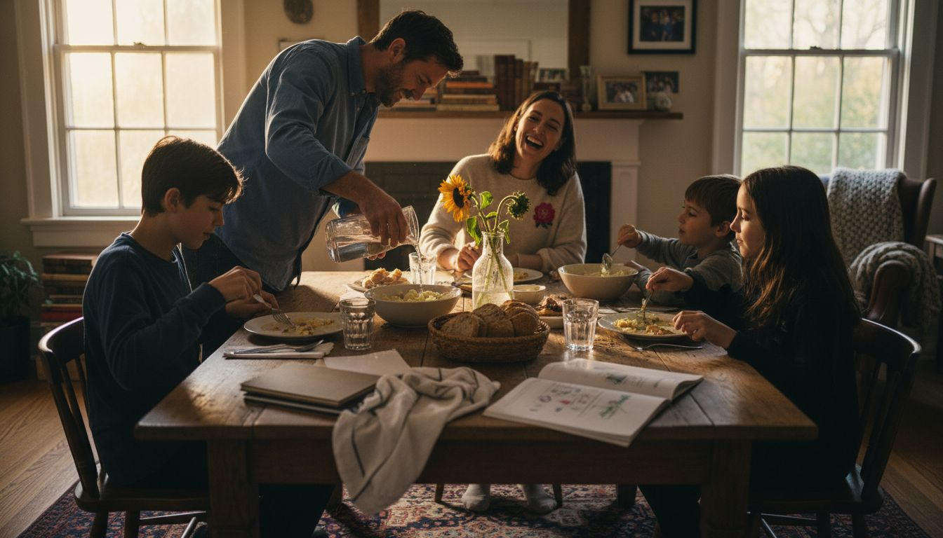 Family sharing a casual dinner together