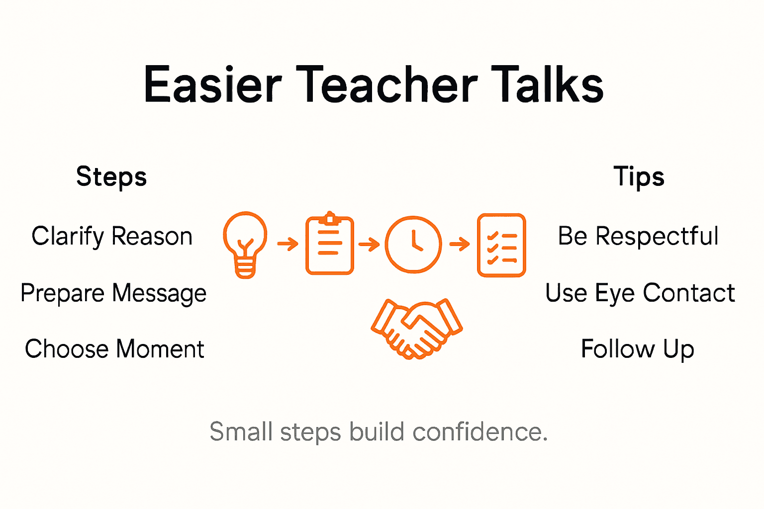Infographic outlining steps to talk to teachers