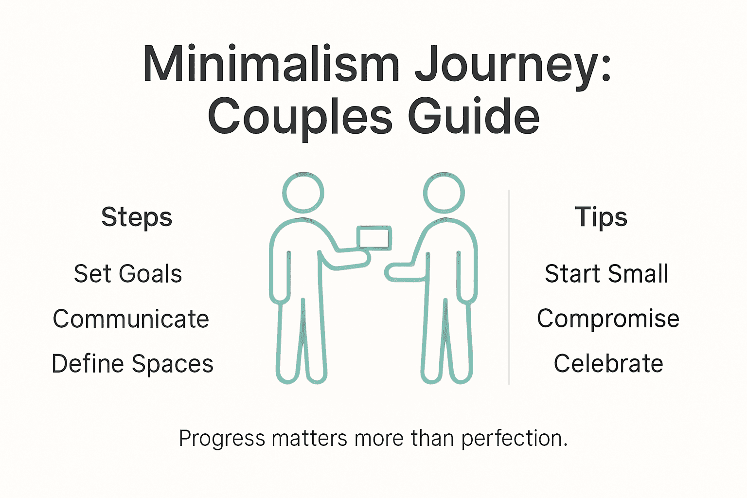 Infographic showing minimalism steps for couples