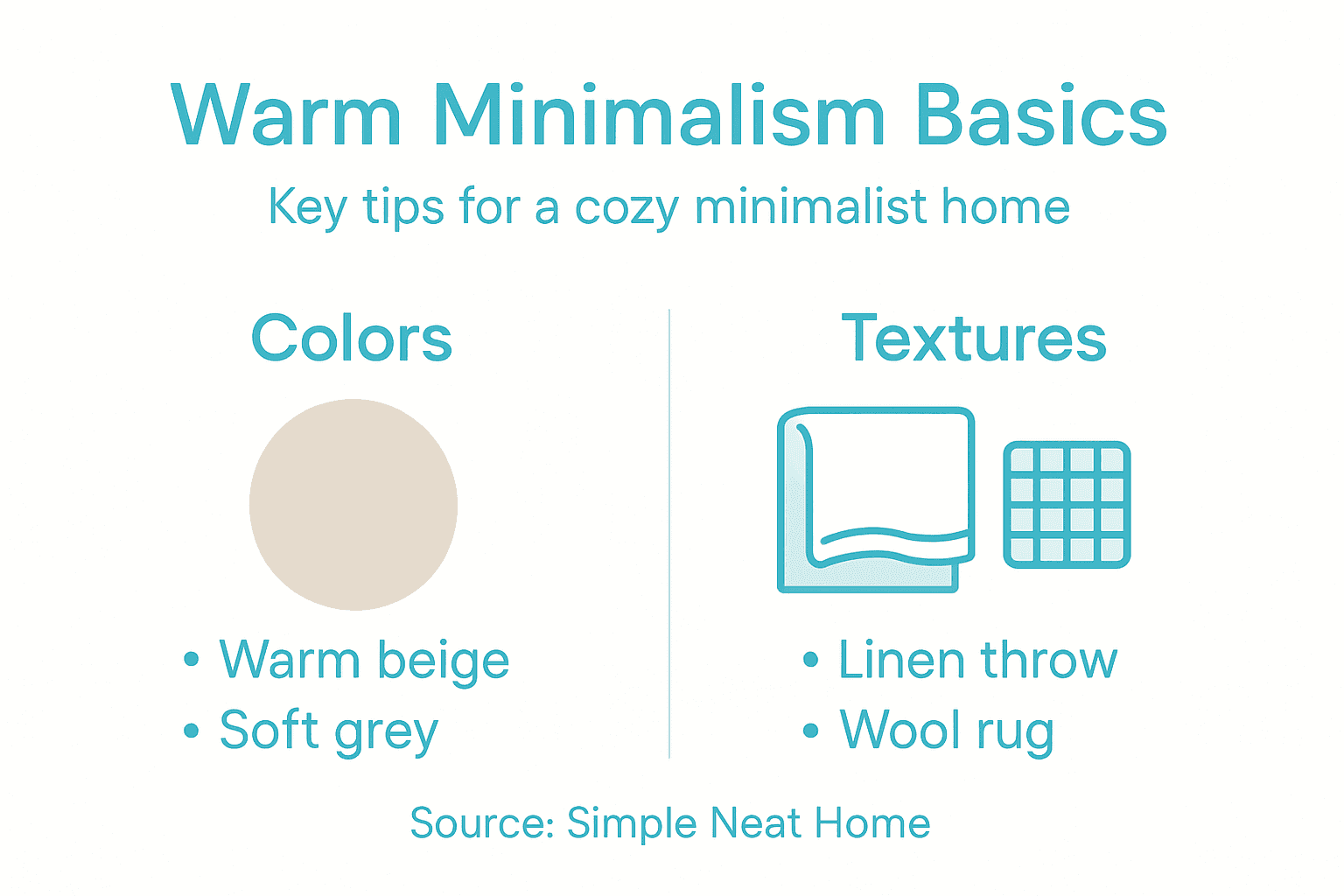 Infographic warm minimalism home tips and basics