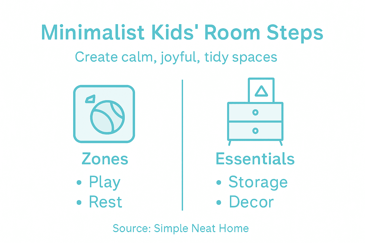 Infographic on steps for minimalist kids room