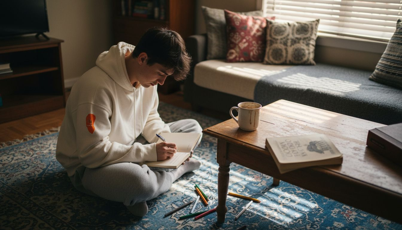Person journaling about friendship values at home