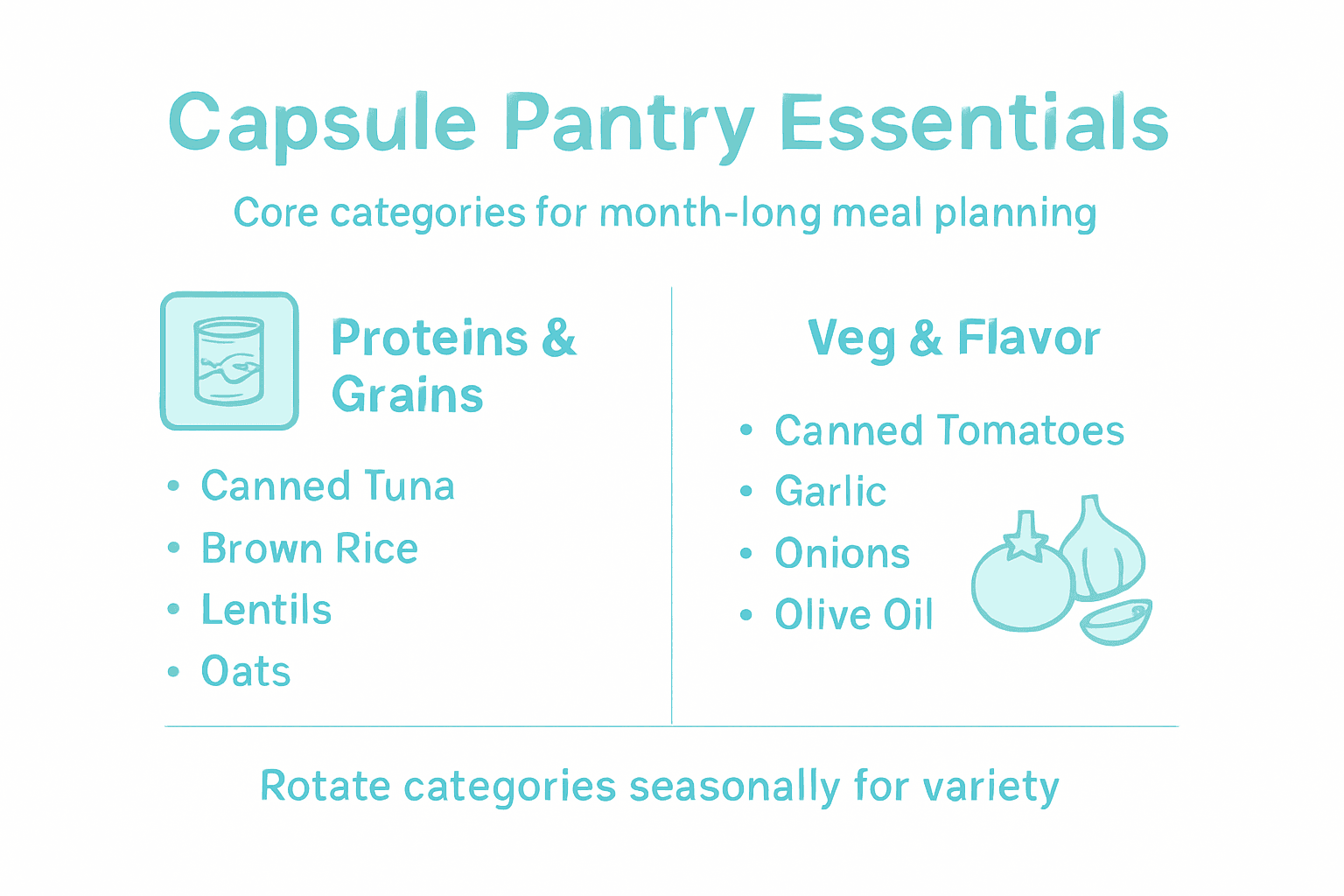 Infographic capsule pantry essentials overview
